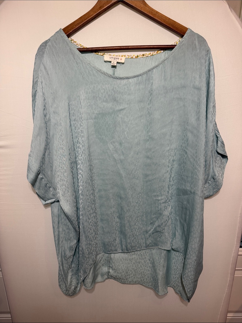 Umgee Pale Blue Satin Dolman Top